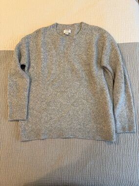 J. Crew Light Gray Ribbed Crewneck Sweater